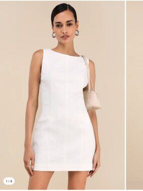 Cataleya White Denim Boat Neck Mini Dress (Lulus)